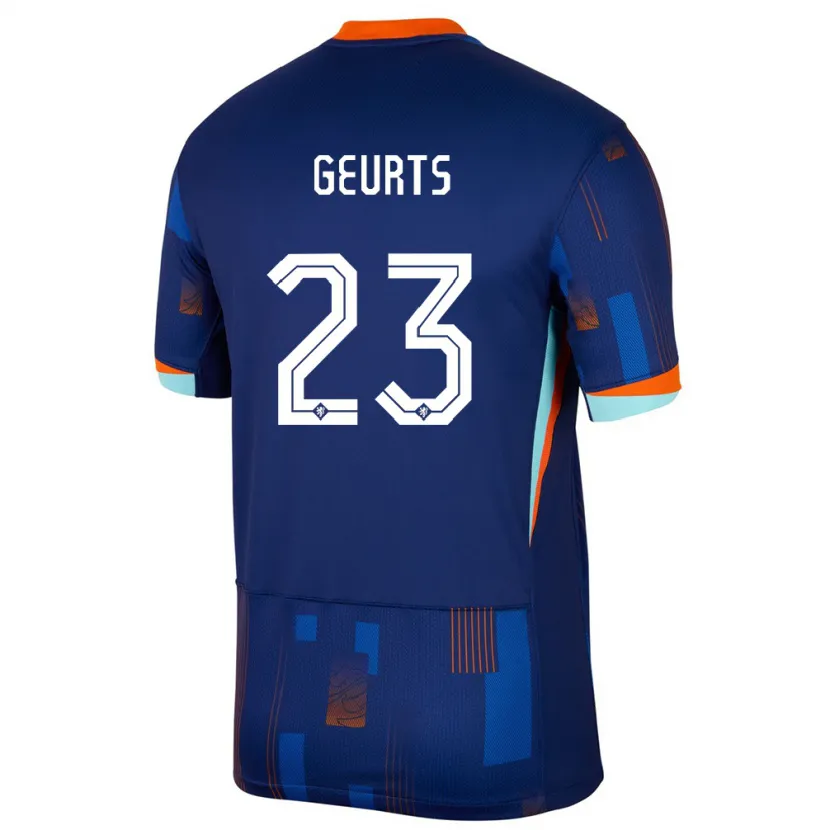 Danxen Kinder Niederlande Loes Geurts #23 Blau Auswärtstrikot Trikot 24-26 T-Shirt Schweiz