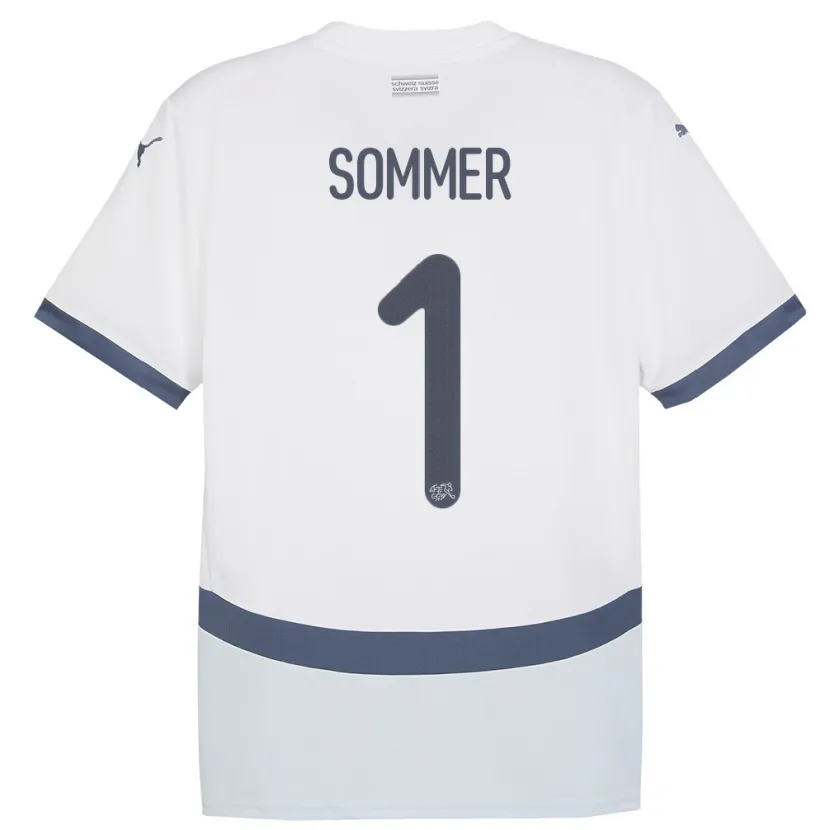 Danxen Kinder Schweiz Yann Sommer #1 Weiß Auswärtstrikot Trikot 24-26 T-Shirt Schweiz