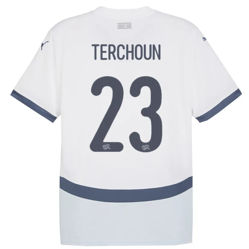 Danxen Kinder Schweiz Meriame Terchoun #23 Weiß Auswärtstrikot Trikot 24-26 T-Shirt Schweiz