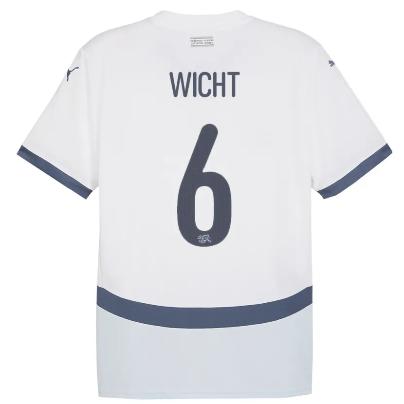 Danxen Kinder Schweiz Nathan Wicht #6 Weiß Auswärtstrikot Trikot 24-26 T-Shirt Schweiz