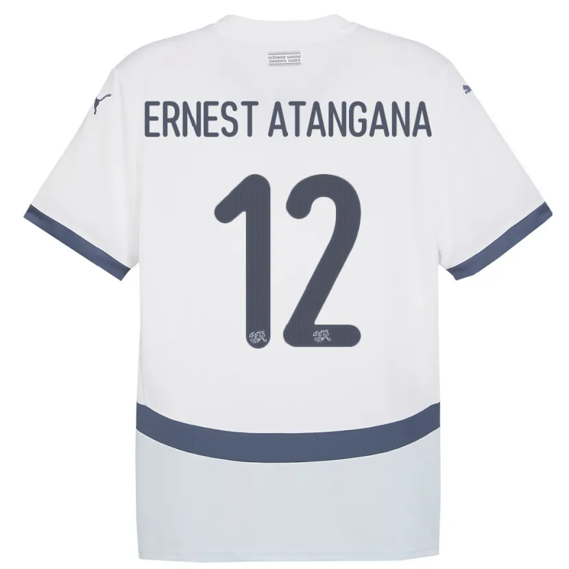 Danxen Kinder Schweiz Brian Ernest Atangana #12 Weiß Auswärtstrikot Trikot 24-26 T-Shirt Schweiz