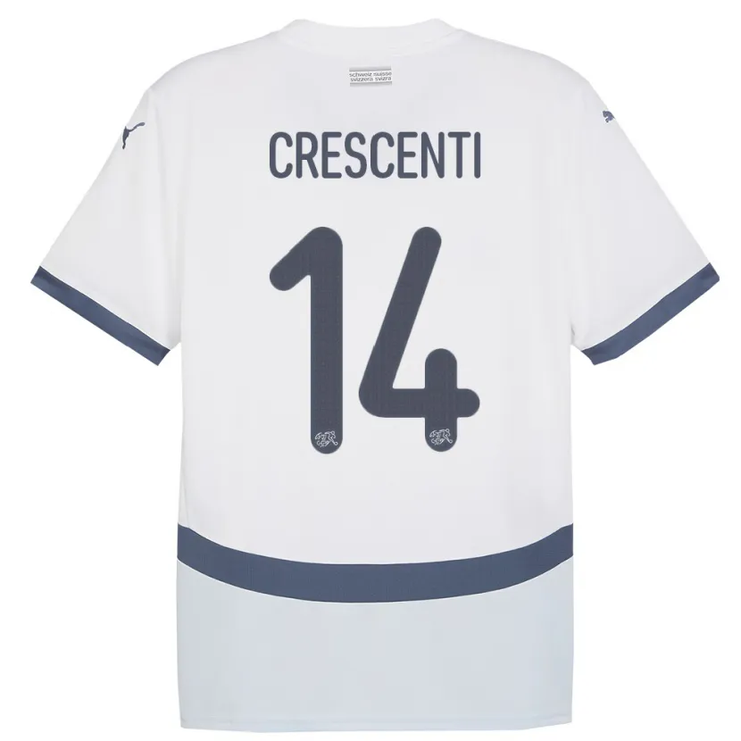 Danxen Kinder Schweiz Federico Crescenti #14 Weiß Auswärtstrikot Trikot 24-26 T-Shirt Schweiz