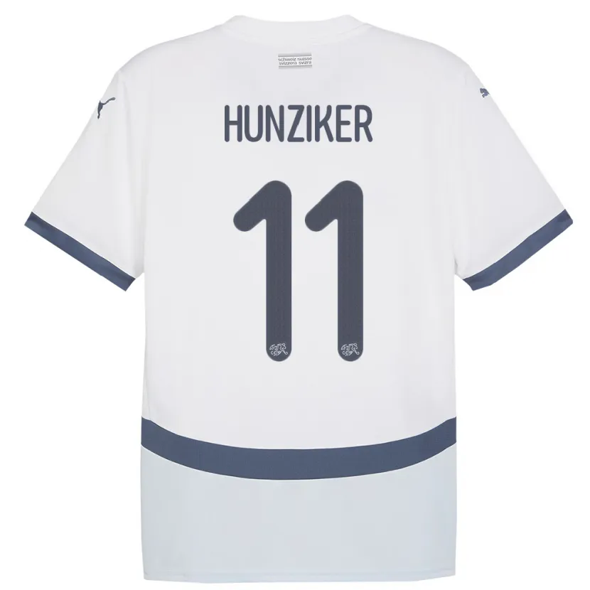 Danxen Kinder Schweiz Andrin Hunziker #11 Weiß Auswärtstrikot Trikot 24-26 T-Shirt Schweiz