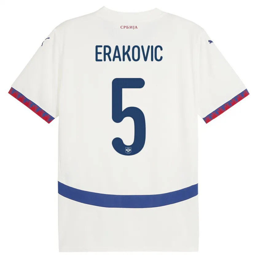 Danxen Kinder Serbien Strahinja Erakovic #5 Weiß Auswärtstrikot Trikot 24-26 T-Shirt Schweiz