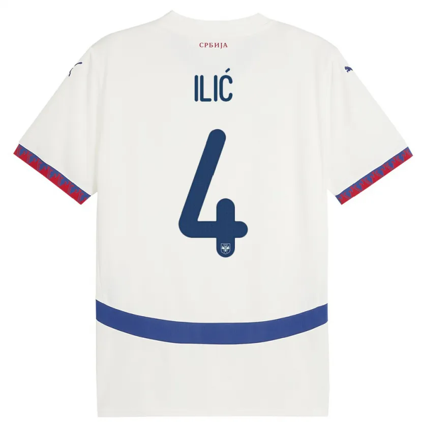 Danxen Kinder Serbien Marija Ilic #4 Weiß Auswärtstrikot Trikot 24-26 T-Shirt Schweiz