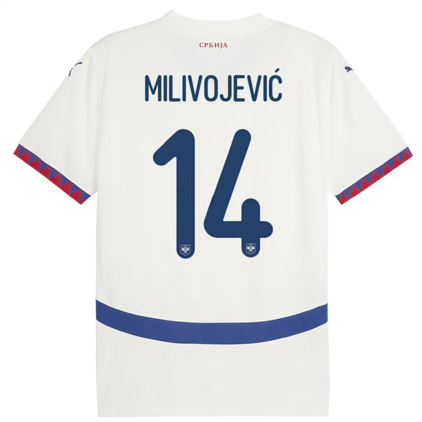 Danxen Kinder Serbien Vesna Milivojevic #14 Weiß Auswärtstrikot Trikot 24-26 T-Shirt Schweiz