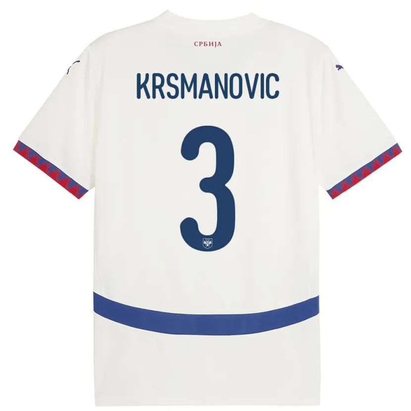 Danxen Kinder Serbien Nemanja Krsmanovic #3 Weiß Auswärtstrikot Trikot 24-26 T-Shirt Schweiz