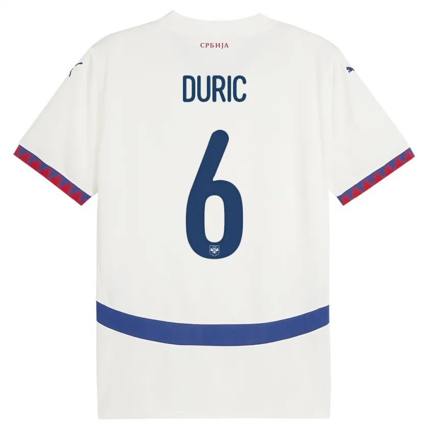 Danxen Kinder Serbien Andrej Duric #6 Weiß Auswärtstrikot Trikot 24-26 T-Shirt Schweiz