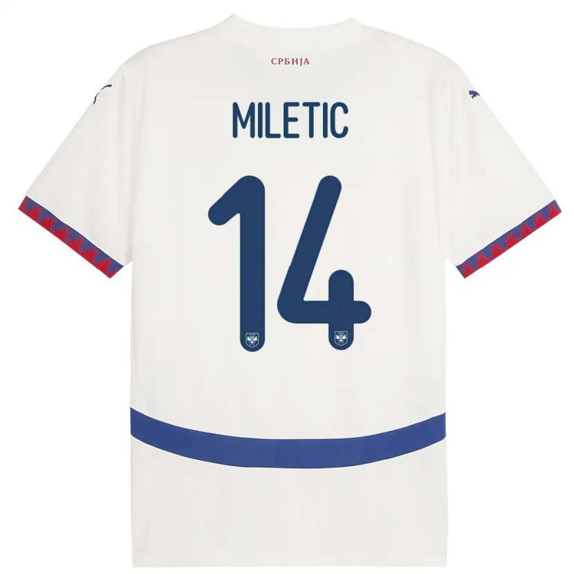 Danxen Kinder Serbien Vladimir Miletic #14 Weiß Auswärtstrikot Trikot 24-26 T-Shirt Schweiz