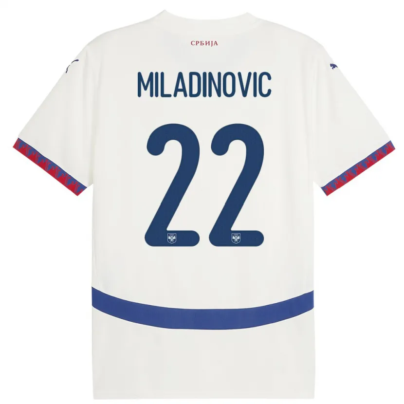 Danxen Kinder Serbien Igor Miladinovic #22 Weiß Auswärtstrikot Trikot 24-26 T-Shirt Schweiz