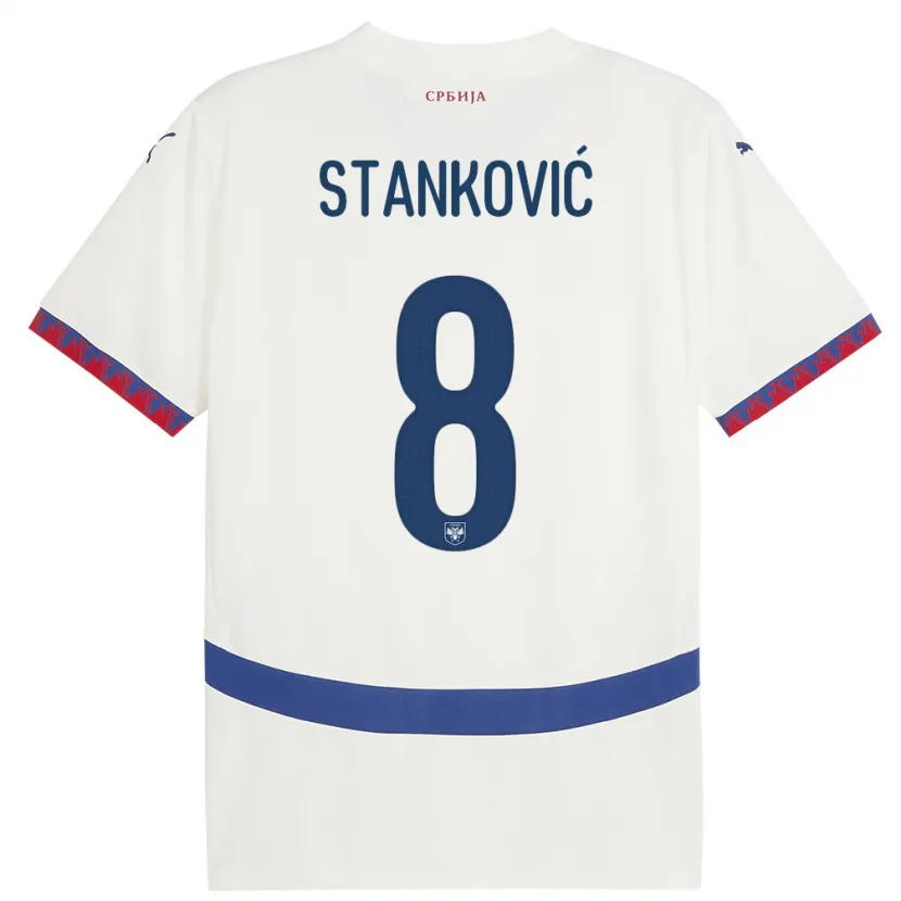 Danxen Kinder Serbien Aleksandar Stankovic #8 Weiß Auswärtstrikot Trikot 24-26 T-Shirt Schweiz