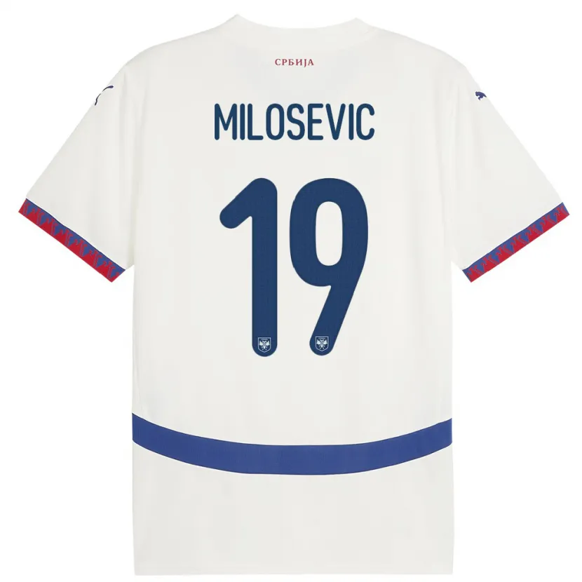Danxen Kinder Serbien Jovan Milosevic #19 Weiß Auswärtstrikot Trikot 24-26 T-Shirt Schweiz