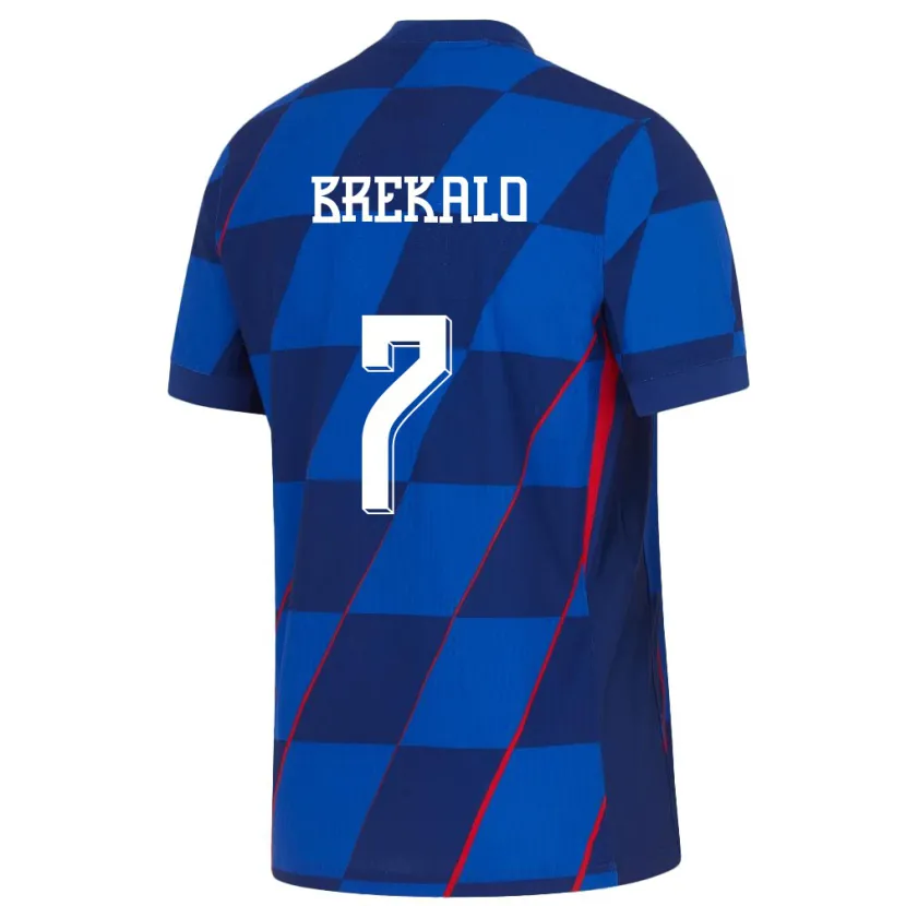 Danxen Kinder Kroatien Josip Brekalo #7 Blau Auswärtstrikot Trikot 24-26 T-Shirt Schweiz