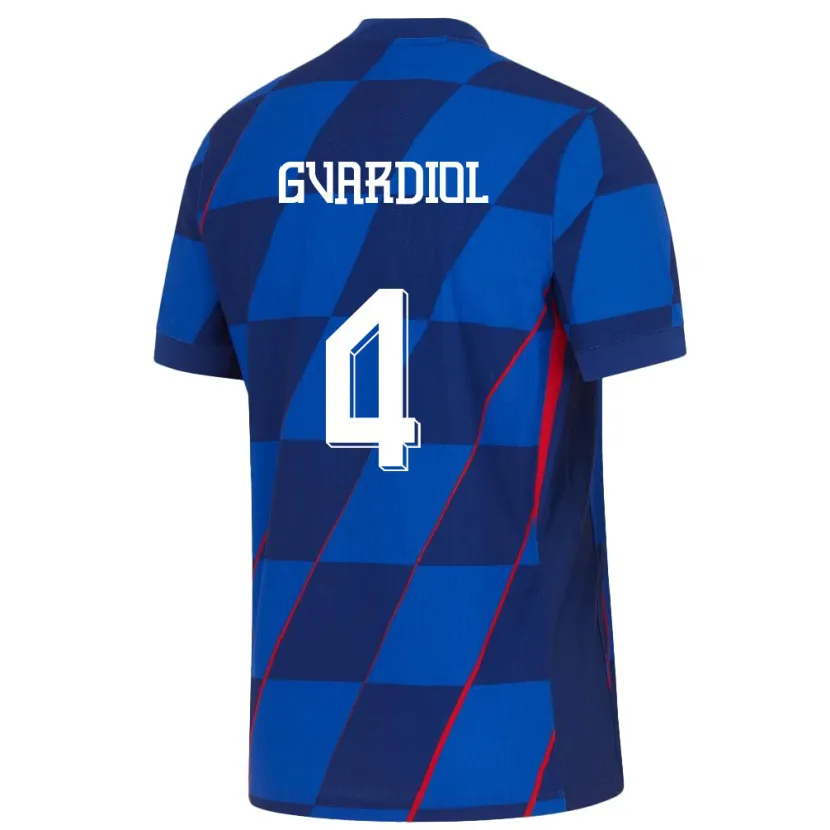 Danxen Kinder Kroatien Josko Gvardiol #4 Blau Auswärtstrikot Trikot 24-26 T-Shirt Schweiz