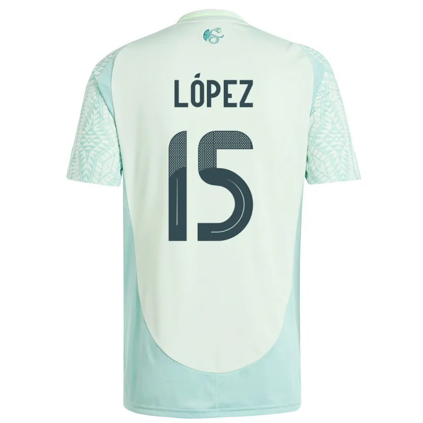 Danxen Kinder Mexiko Everardo Lopez #15 Leinengrün Auswärtstrikot Trikot 24-26 T-Shirt Schweiz
