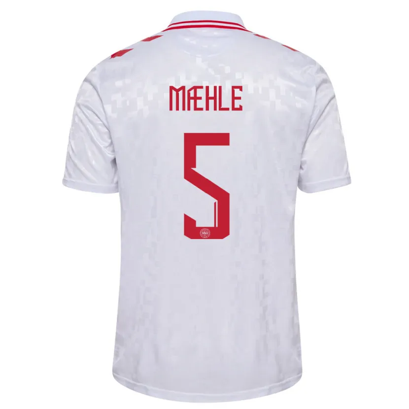 Danxen Kinder Dänemark Joakim Maehle #5 Weiß Auswärtstrikot Trikot 24-26 T-Shirt Schweiz