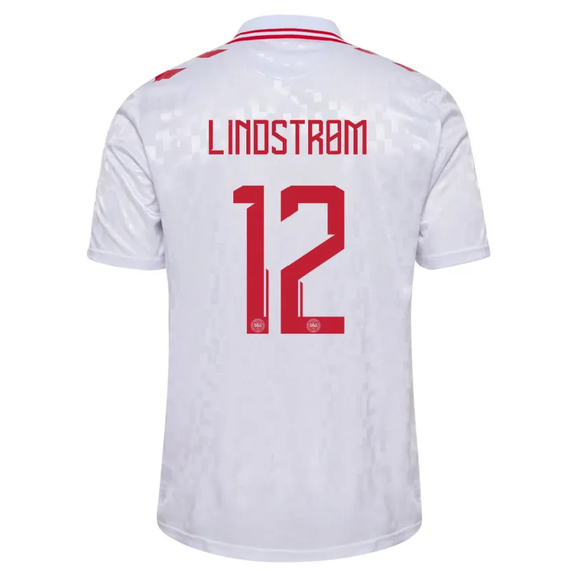 Danxen Kinder Dänemark Jesper Lindstrøm #12 Weiß Auswärtstrikot Trikot 24-26 T-Shirt Schweiz