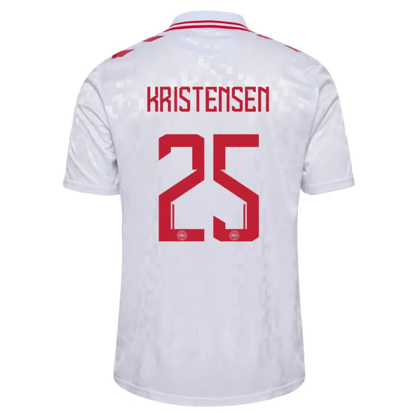 Danxen Kinder Dänemark Rasmus Kristensen #25 Weiß Auswärtstrikot Trikot 24-26 T-Shirt Schweiz