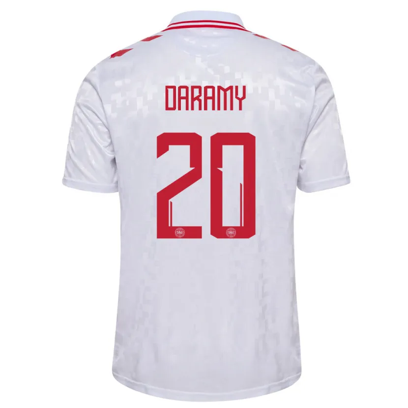 Danxen Kinder Dänemark Mohamed Daramy #20 Weiß Auswärtstrikot Trikot 24-26 T-Shirt Schweiz