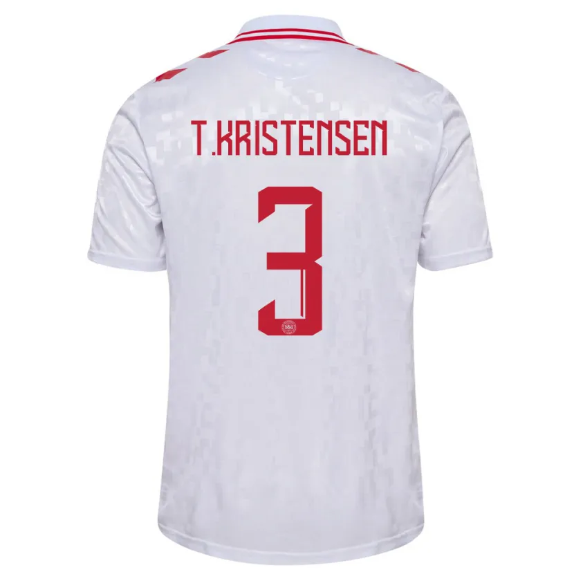 Danxen Kinder Dänemark Thomas Kristensen #3 Weiß Auswärtstrikot Trikot 24-26 T-Shirt Schweiz