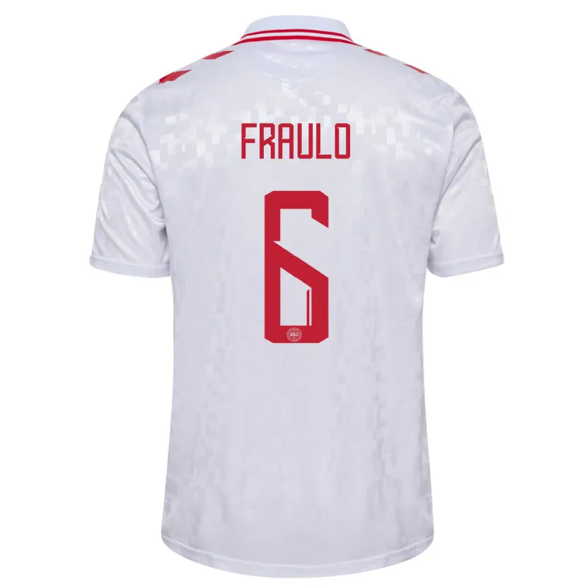 Danxen Kinder Dänemark Oscar Fraulo #6 Weiß Auswärtstrikot Trikot 24-26 T-Shirt Schweiz