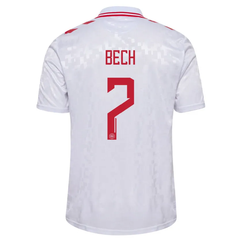 Danxen Kinder Dänemark Tobias Bech #7 Weiß Auswärtstrikot Trikot 24-26 T-Shirt Schweiz