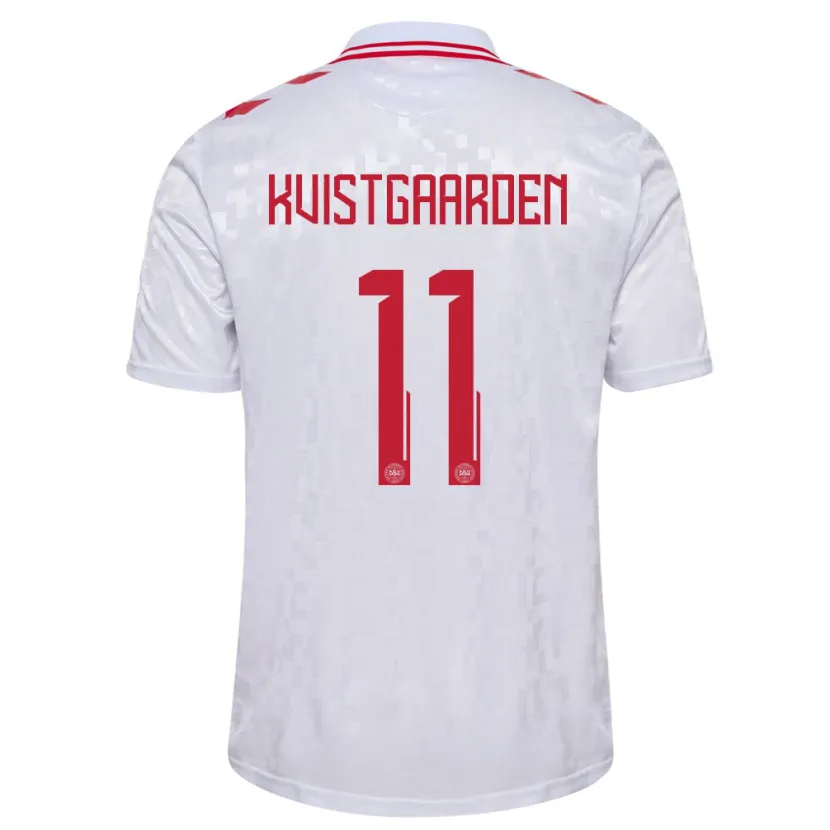 Danxen Kinder Dänemark Mathias Kvistgaarden #11 Weiß Auswärtstrikot Trikot 24-26 T-Shirt Schweiz