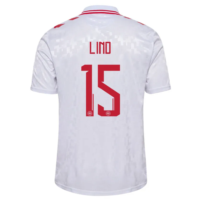 Danxen Kinder Dänemark Victor Lind #15 Weiß Auswärtstrikot Trikot 24-26 T-Shirt Schweiz