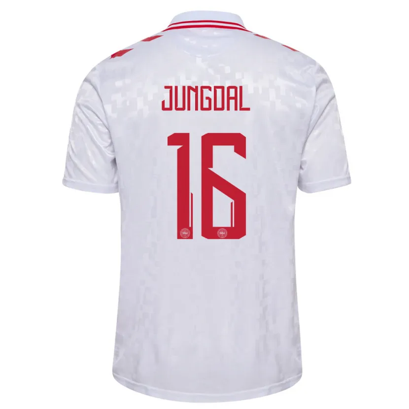 Danxen Kinder Dänemark Andreas Jungdal #16 Weiß Auswärtstrikot Trikot 24-26 T-Shirt Schweiz