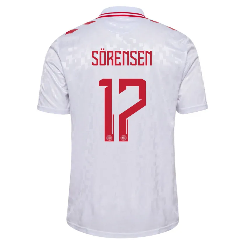 Danxen Kinder Dänemark Oliver Sörensen #17 Weiß Auswärtstrikot Trikot 24-26 T-Shirt Schweiz