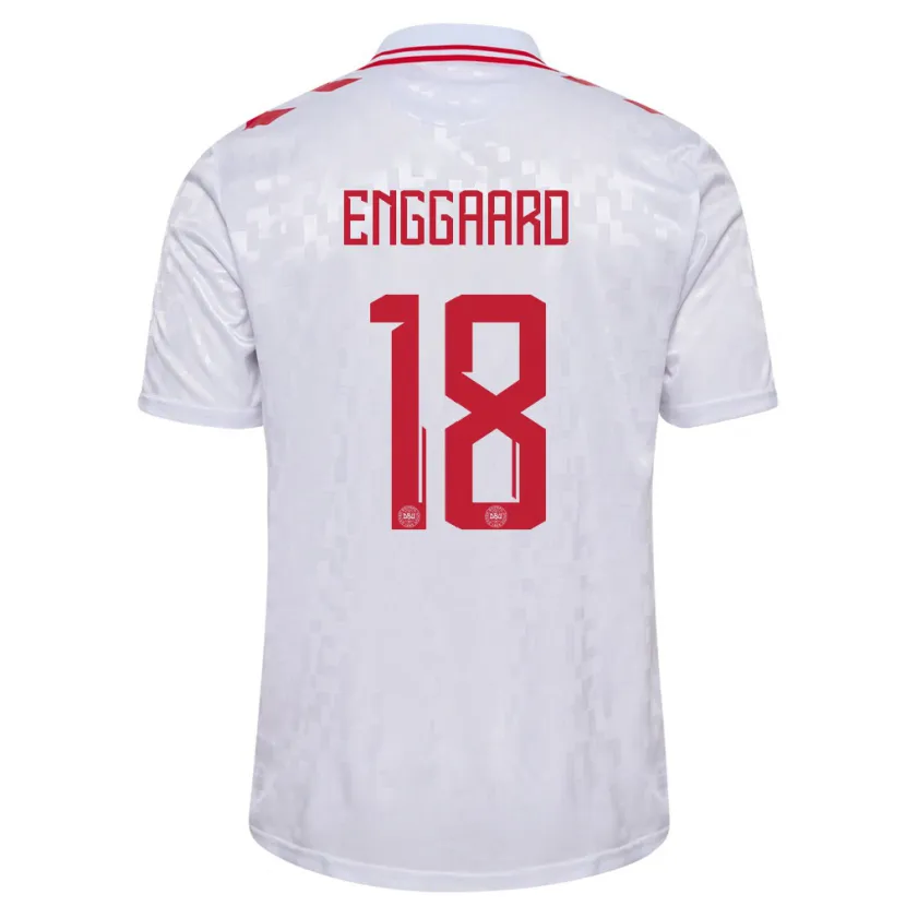 Danxen Kinder Dänemark Mads Enggaard #18 Weiß Auswärtstrikot Trikot 24-26 T-Shirt Schweiz