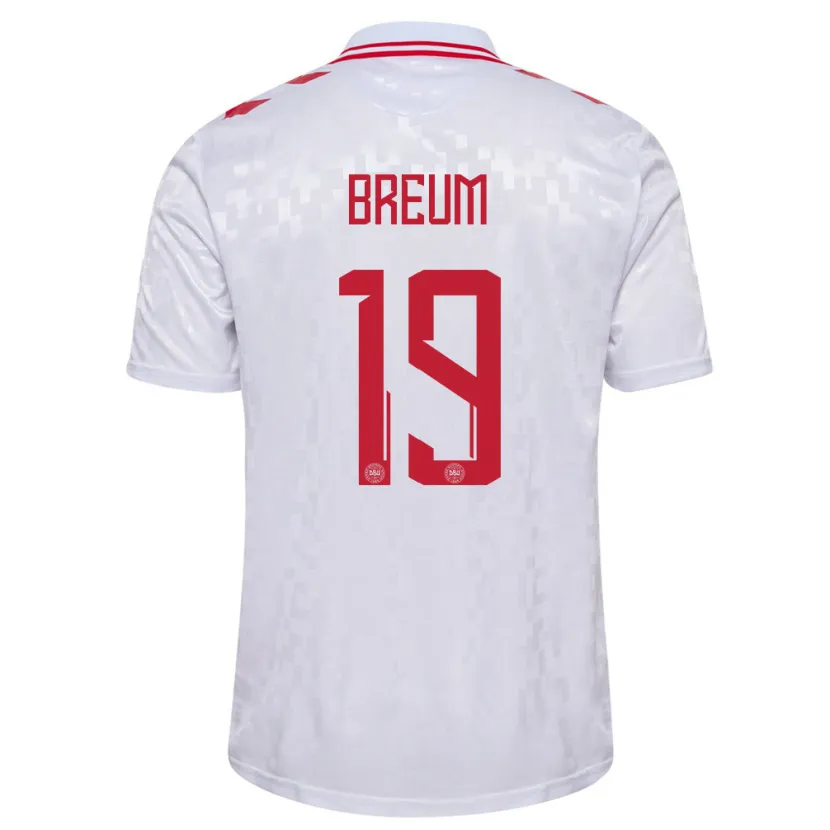 Danxen Kinder Dänemark Jakob Breum #19 Weiß Auswärtstrikot Trikot 24-26 T-Shirt Schweiz