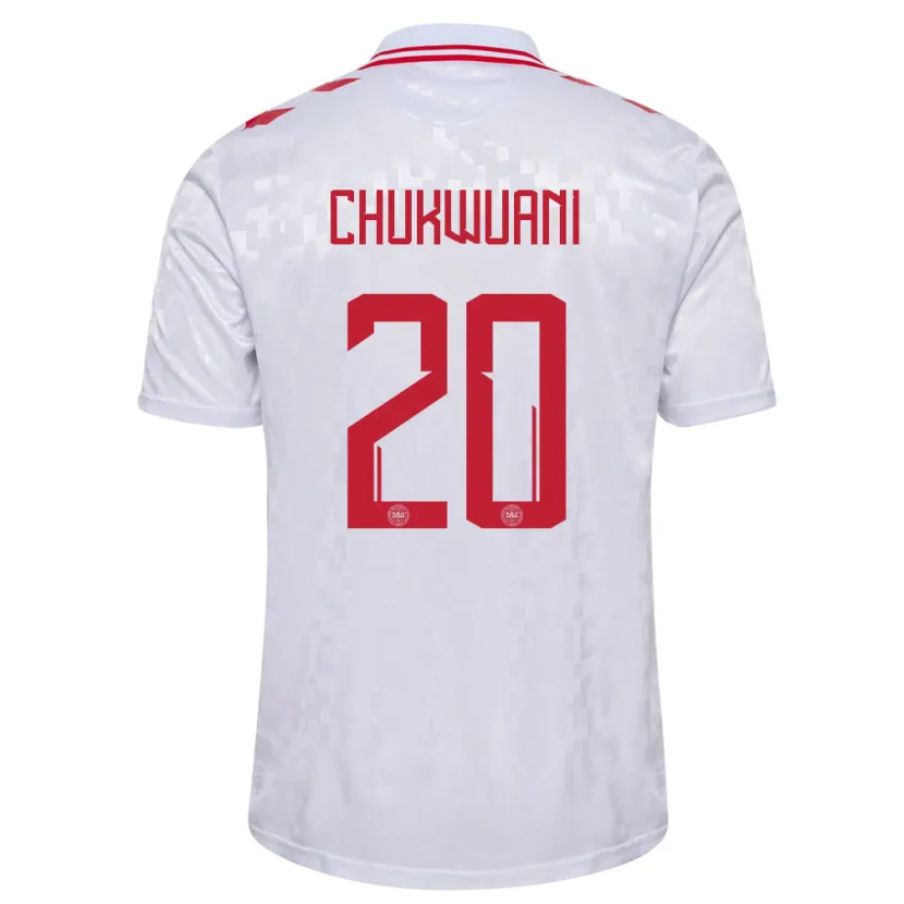 Danxen Kinder Dänemark Tochi Chukwuani #20 Weiß Auswärtstrikot Trikot 24-26 T-Shirt Schweiz