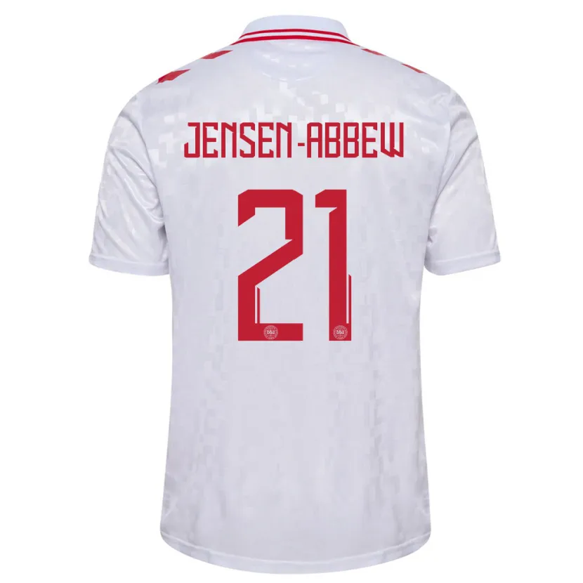 Danxen Kinder Dänemark Jonas Jensen-Abbew #21 Weiß Auswärtstrikot Trikot 24-26 T-Shirt Schweiz