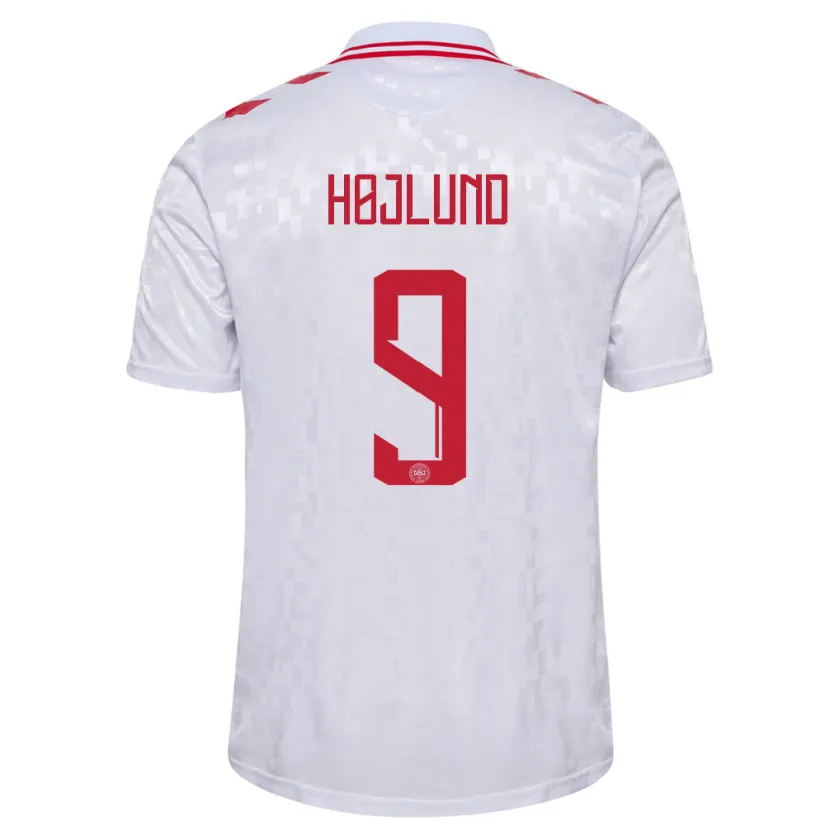 Danxen Kinder Dänemark Emil Højlund #9 Weiß Auswärtstrikot Trikot 24-26 T-Shirt Schweiz