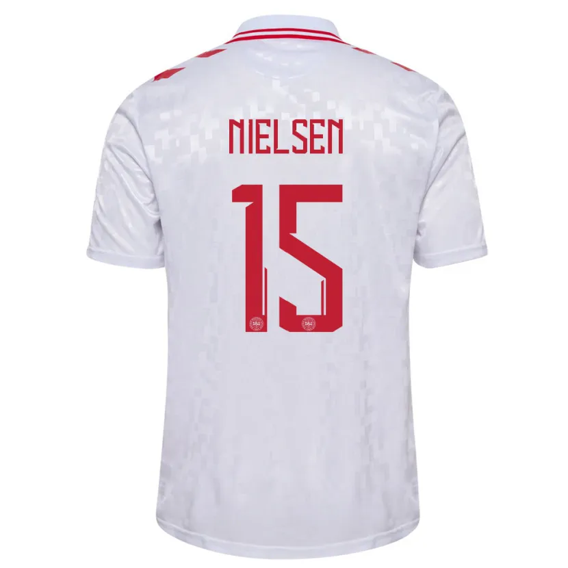 Danxen Kinder Dänemark Villads Nielsen #15 Weiß Auswärtstrikot Trikot 24-26 T-Shirt Schweiz
