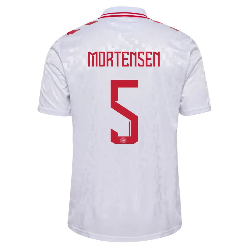 Danxen Kinder Dänemark Gustav Mortensen #5 Weiß Auswärtstrikot Trikot 24-26 T-Shirt Schweiz