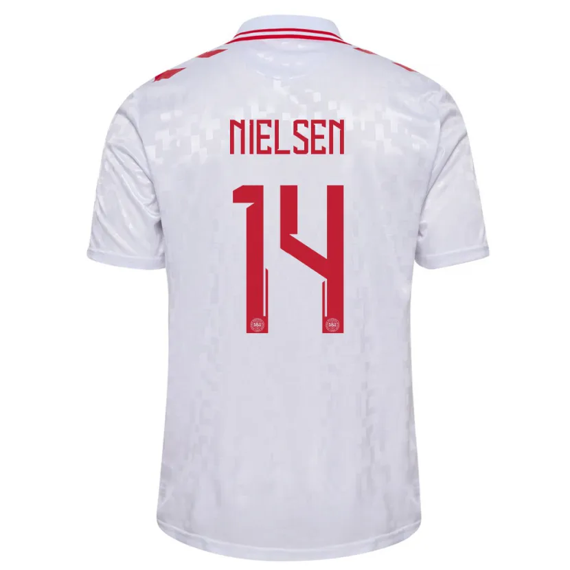 Danxen Kinder Dänemark Julius Nielsen #14 Weiß Auswärtstrikot Trikot 24-26 T-Shirt Schweiz