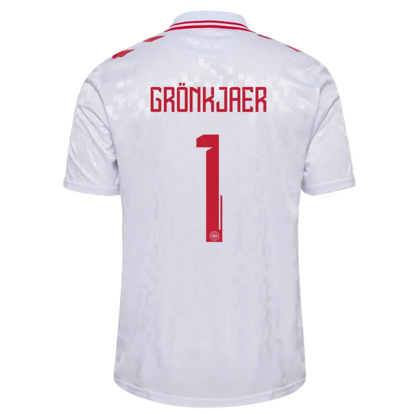 Danxen Kinder Dänemark Bertil Grönkjaer #1 Weiß Auswärtstrikot Trikot 24-26 T-Shirt Schweiz