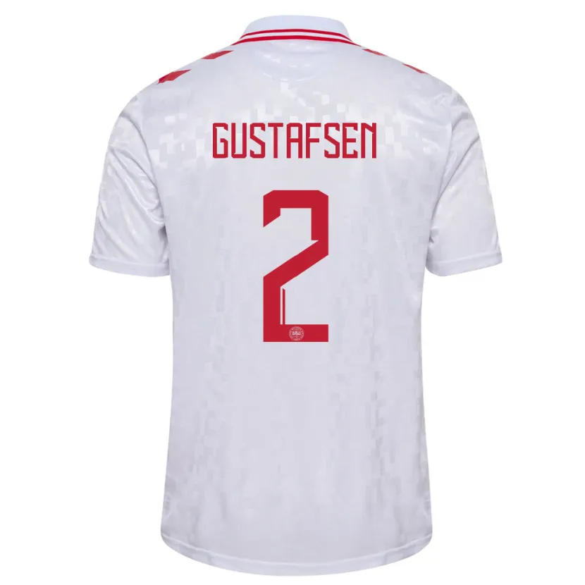 Danxen Kinder Dänemark Victor Gustafsen #2 Weiß Auswärtstrikot Trikot 24-26 T-Shirt Schweiz