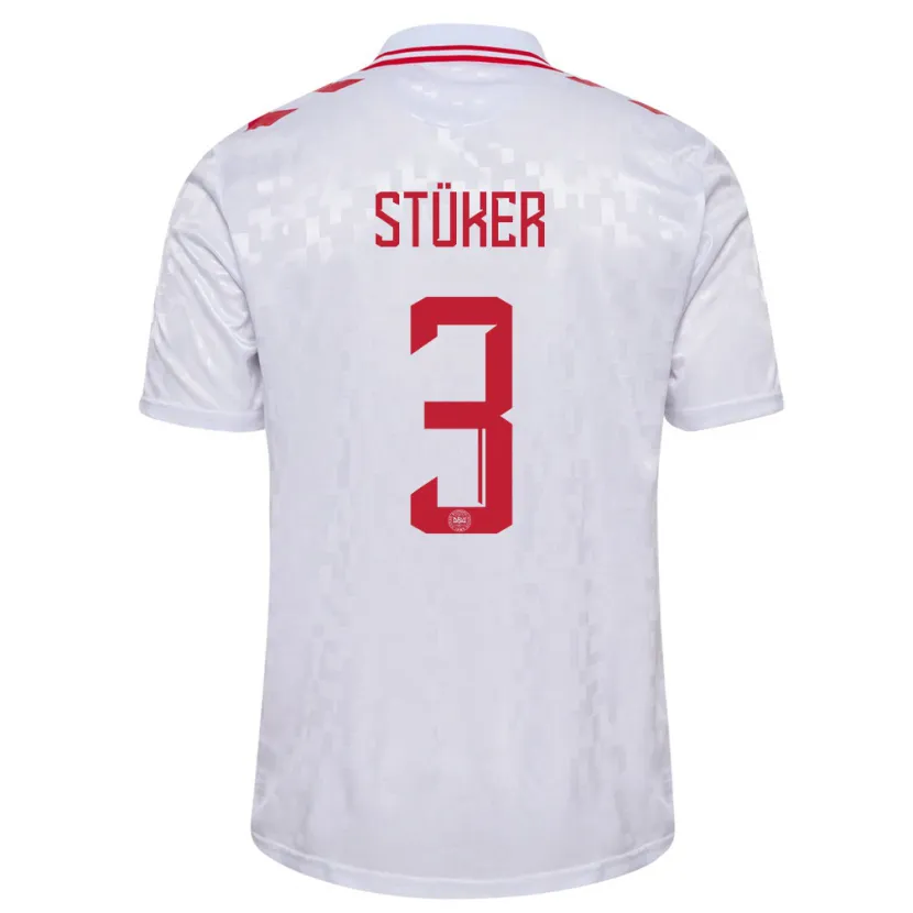 Danxen Kinder Dänemark Simon Stüker #3 Weiß Auswärtstrikot Trikot 24-26 T-Shirt Schweiz