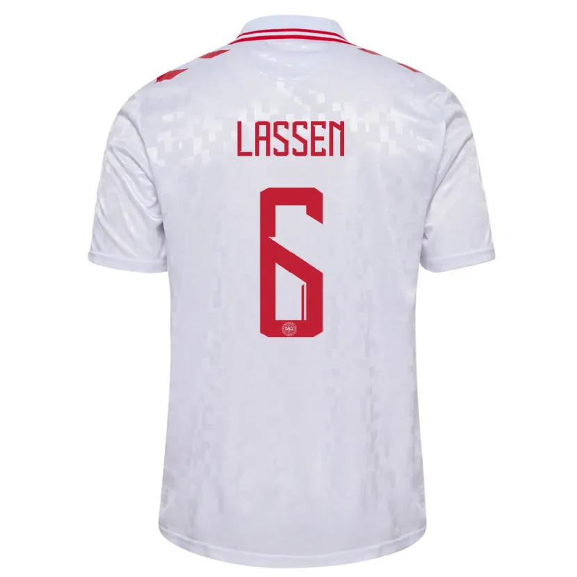 Danxen Kinder Dänemark Noah Lassen #6 Weiß Auswärtstrikot Trikot 24-26 T-Shirt Schweiz
