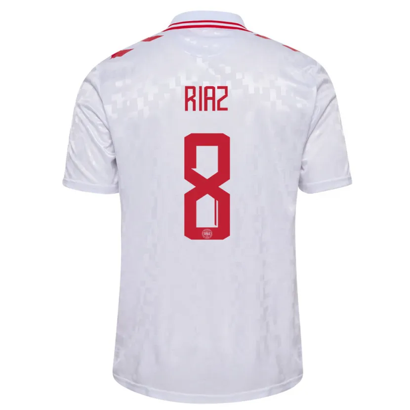 Danxen Kinder Dänemark Danial Riaz #8 Weiß Auswärtstrikot Trikot 24-26 T-Shirt Schweiz