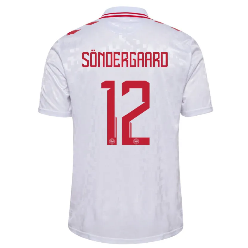 Danxen Kinder Dänemark Philip Söndergaard #12 Weiß Auswärtstrikot Trikot 24-26 T-Shirt Schweiz