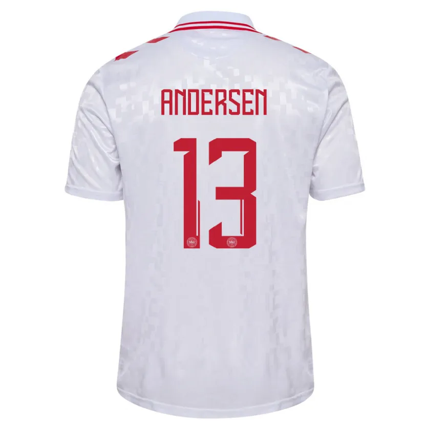 Danxen Kinder Dänemark Frej Andersen #13 Weiß Auswärtstrikot Trikot 24-26 T-Shirt Schweiz