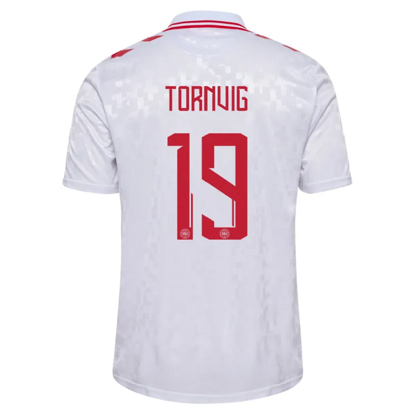 Danxen Kinder Dänemark Nicolaj Tornvig #19 Weiß Auswärtstrikot Trikot 24-26 T-Shirt Schweiz