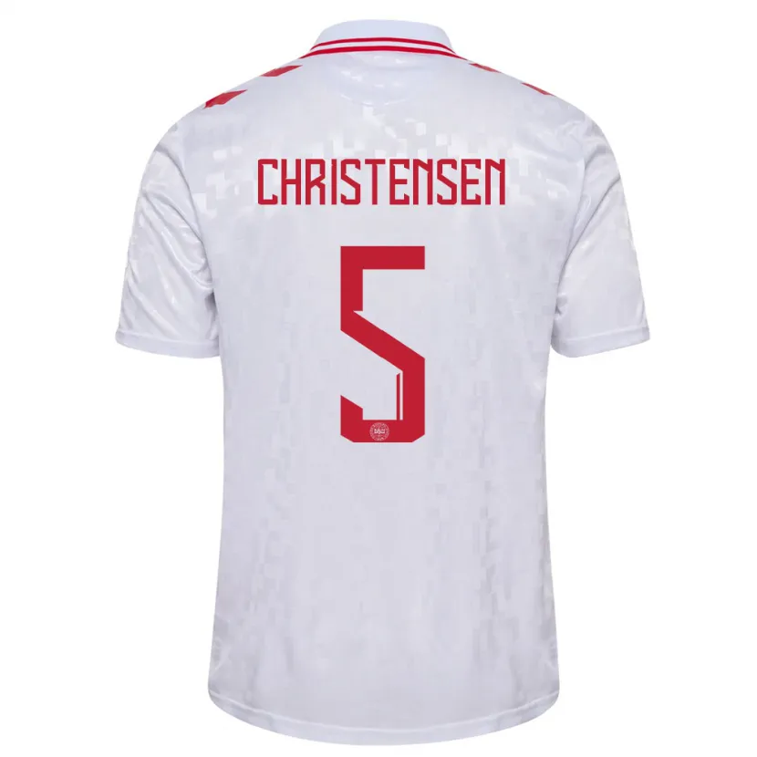 Danxen Kinder Dänemark Aske Christensen #5 Weiß Auswärtstrikot Trikot 24-26 T-Shirt Schweiz
