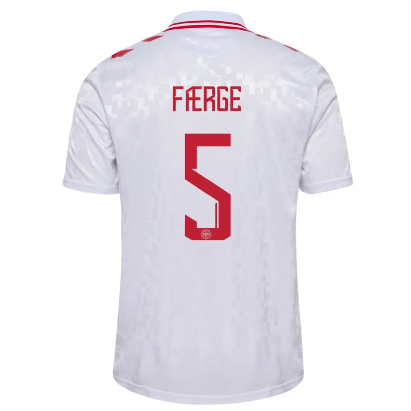Danxen Kinder Dänemark Emma Færge #5 Weiß Auswärtstrikot Trikot 24-26 T-Shirt Schweiz