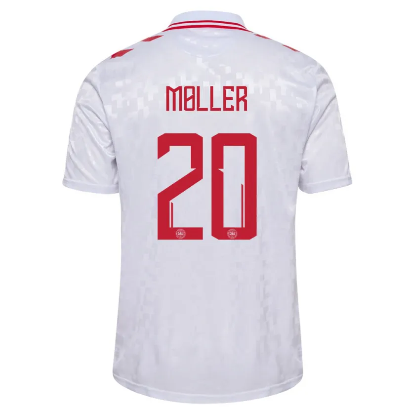 Danxen Kinder Dänemark Caroline Møller #20 Weiß Auswärtstrikot Trikot 24-26 T-Shirt Schweiz