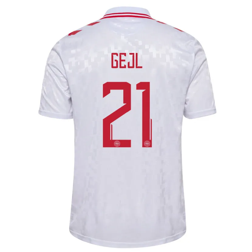 Danxen Kinder Dänemark Mille Gejl #21 Weiß Auswärtstrikot Trikot 24-26 T-Shirt Schweiz